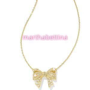Krista Gold Bow Short Pendant Necklace in White Mix